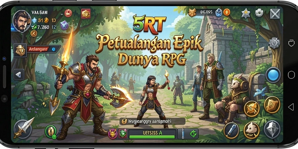 Tangkapan layar gameplay dalam 5RT menampilkan karakter siap bertarung.