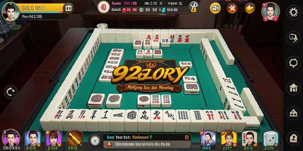 Tampilan gameplay Mahjong yang seru dalam 92GLORY.