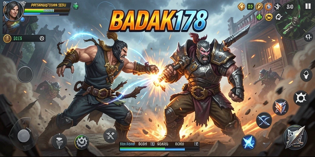 Tangkap layar menunjukkan pertarungan mendebarkan di dalam game Action.