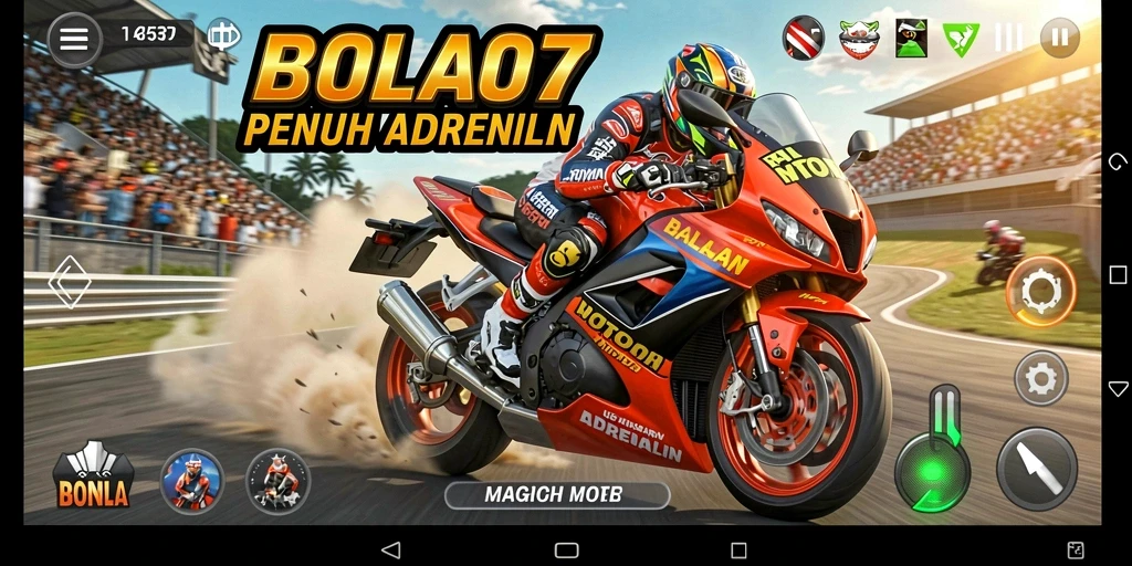 Gameplay seru BOLA07 dalam balapan motor yang mendebarkan.