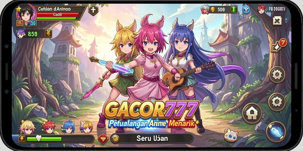 Tampilan gameplay seru GACOR777 dengan karakter anime yang menawan.
