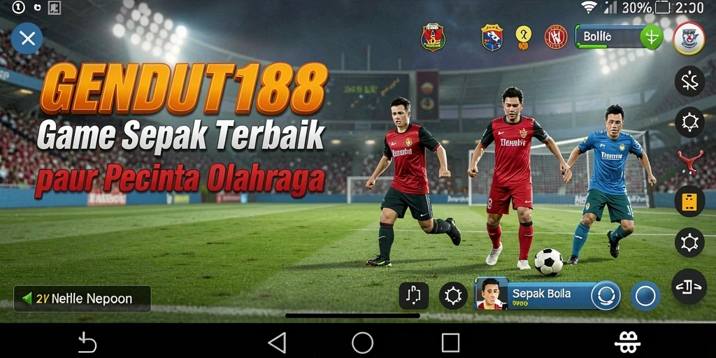 Tampilan gameplay seru dalam GENDUT188 dengan aksi sepak bola menegangkan.