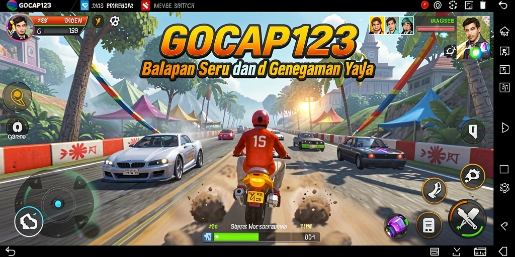 Tampilan gameplay seru GOCAP123 dengan aksi balapan yang cepat.