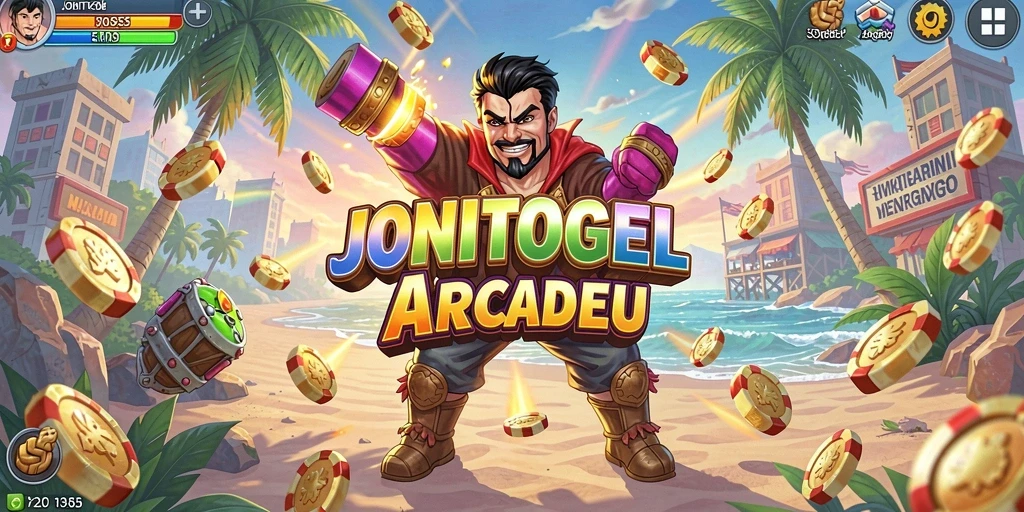 Tampilan dinamis dari permainan Arcade yang menegangkan.