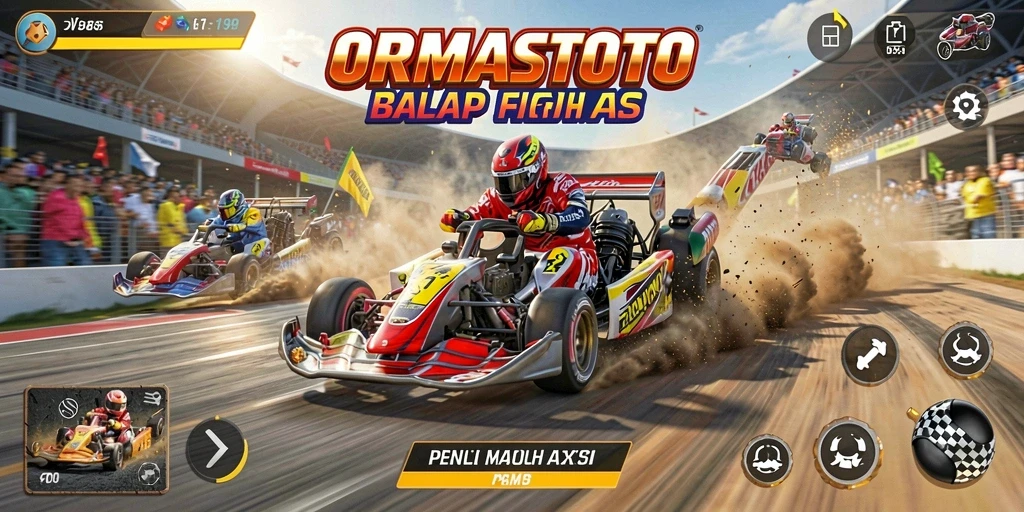 Tangkapan layar gameplay balap mobil ORMASTOTO yang seru.