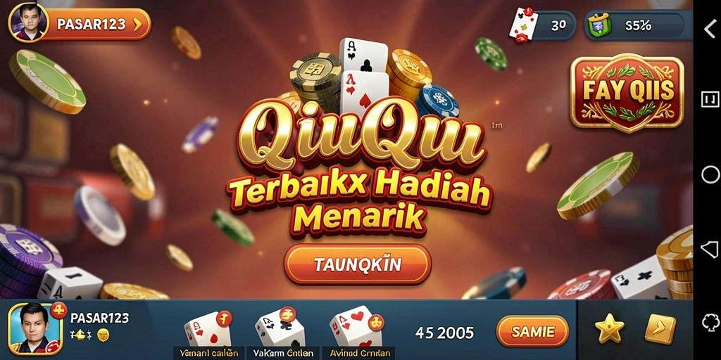 Screenshot gameplay PASAR123 menampilkan momen seru saat bermain QiuQiu.