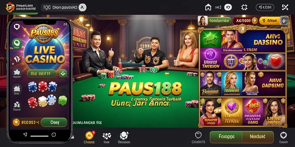 Screenshot PAUS188 menunjukkan dealer profesional di tengah permainan Live Casino.