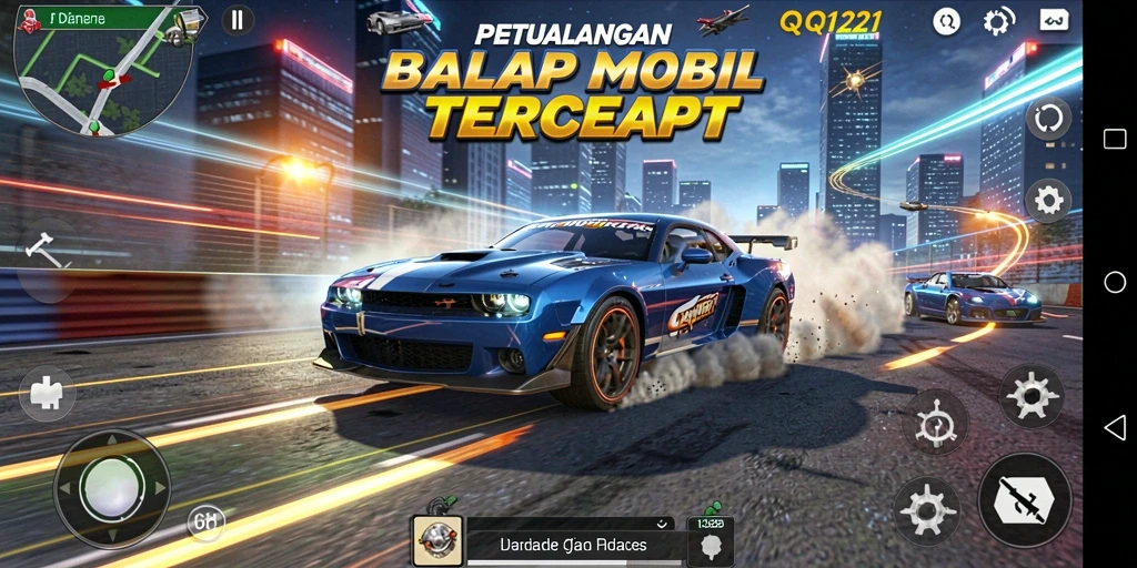 Tampilan balapan mendebarkan di <strong>QQ1221</strong>, memperlihatkan kualitas grafis tinggi.
