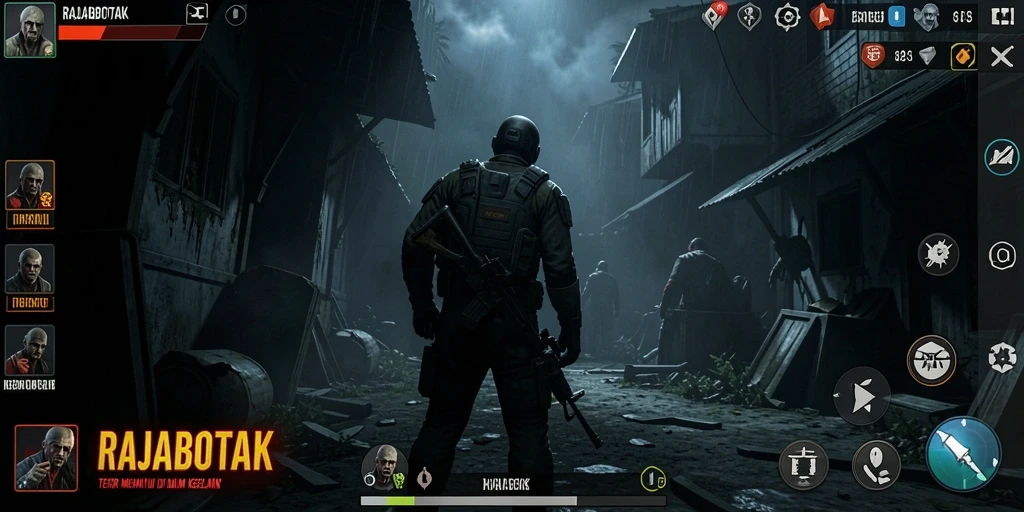 Screenshot gameplay RAJABOTAK yang menampilkan suasana mencekam dan menegangkan.