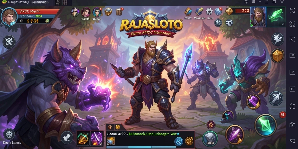 Screenshot gameplay RAJASLOTO menampilkan aksi pertarungan seru di dunia fantastis.