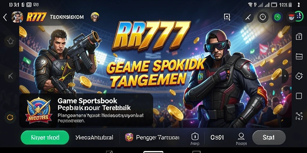 Screenshot utama RR777 menampilkan antarmuka dan gameplay Sportsbook yang menarik.