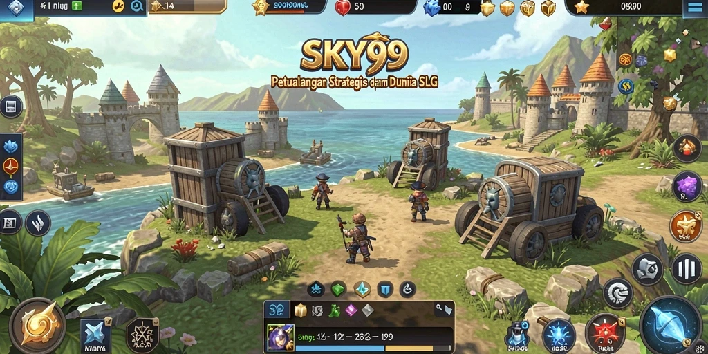 Screenshot dari gameplay SKY99 menampilkan aksi pertempuran strategis.