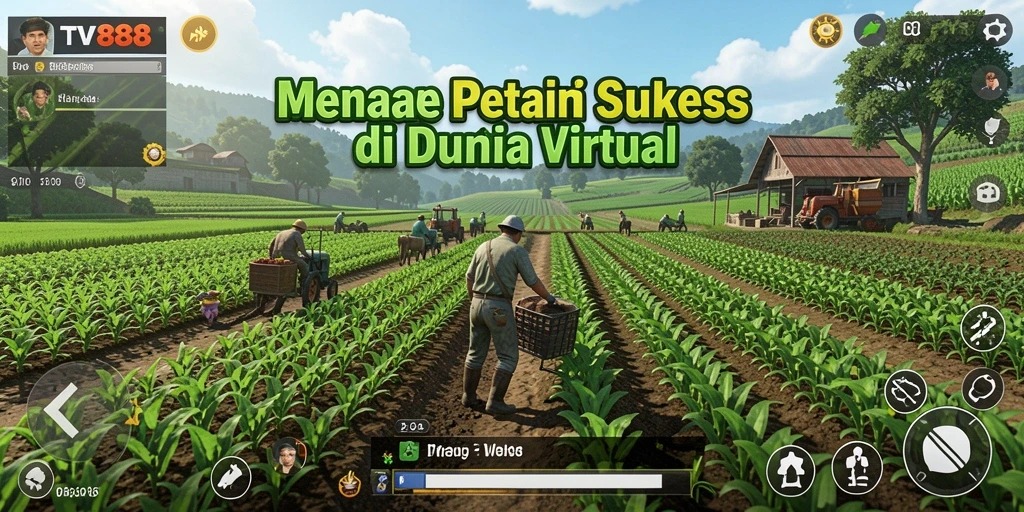 Tangkapan layar gameplay TV888 menampilkan kegiatan bertani yang seru dan interaktif.
