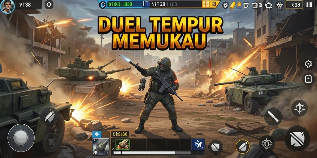 Screenshot gameplay VT38 menampilkan duel seru antara karakter-karakter kuat.