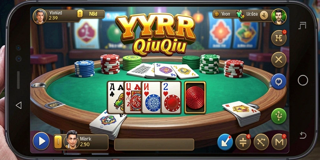 Screenshot gameplay QQiQiu di YYRR menunjukkan aksi seru dan kartu menarik.